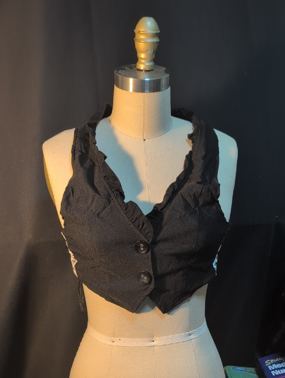 Charlotte Russe Black Crop Top with Floral Printed Lining